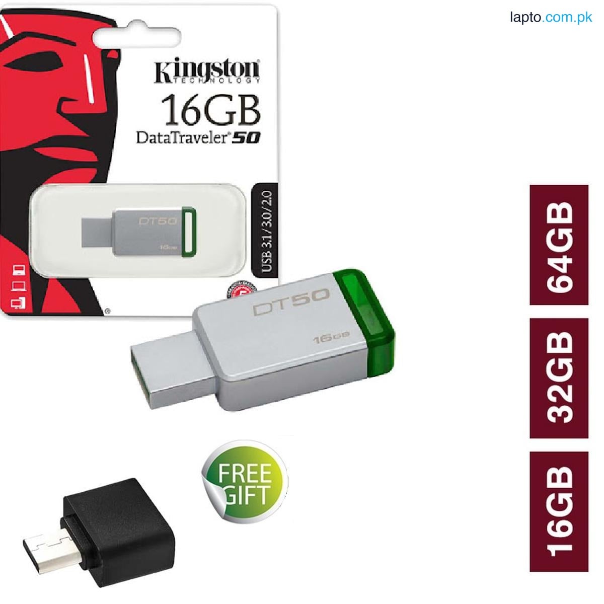Kingston 16/32/64/128 GB Data Traveler DT50 High Speed Flash Memory Stick USB Drive + FREE OTG adapter - 10 Months WARRANTY