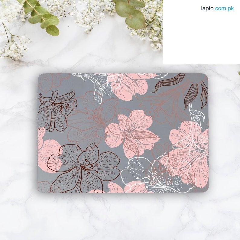 NEW Flowers Laptop Girl Floral Grey Notebook Laptop Skin Vinyl Sticker Decal, 12 13 13.3 14 15 15.4 15.6 inch Laptop Skin Sticker Cover Art Decal Protector Fits All Laptops