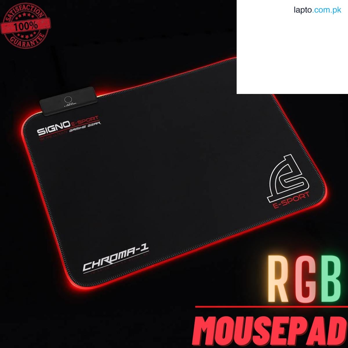 RGB Gaming Mouse Pad E-Sport Customizable Chroma Lighting, Built-in Cable Management, Balanced Control & Speed, Non-Slip Rubber Base