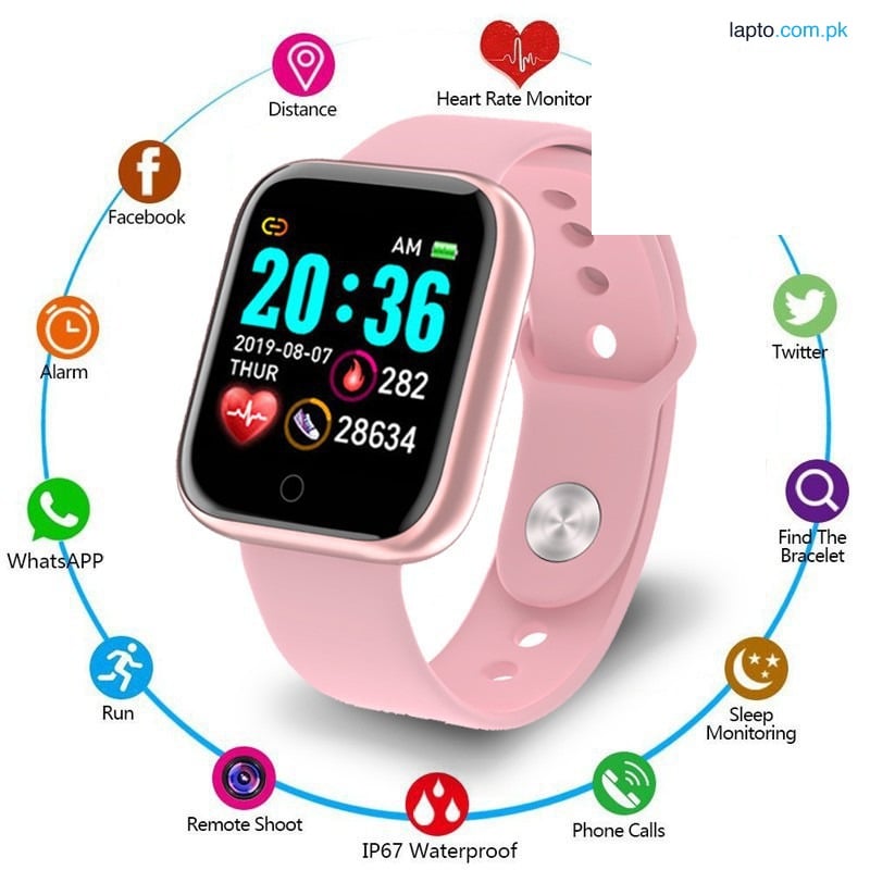 1.44 inch D20 Y68 Smart Watch Fitness Bracelet Band Tracker Heart Rate Monitor Pressure Bluetooth Smartwatch For IOS Android