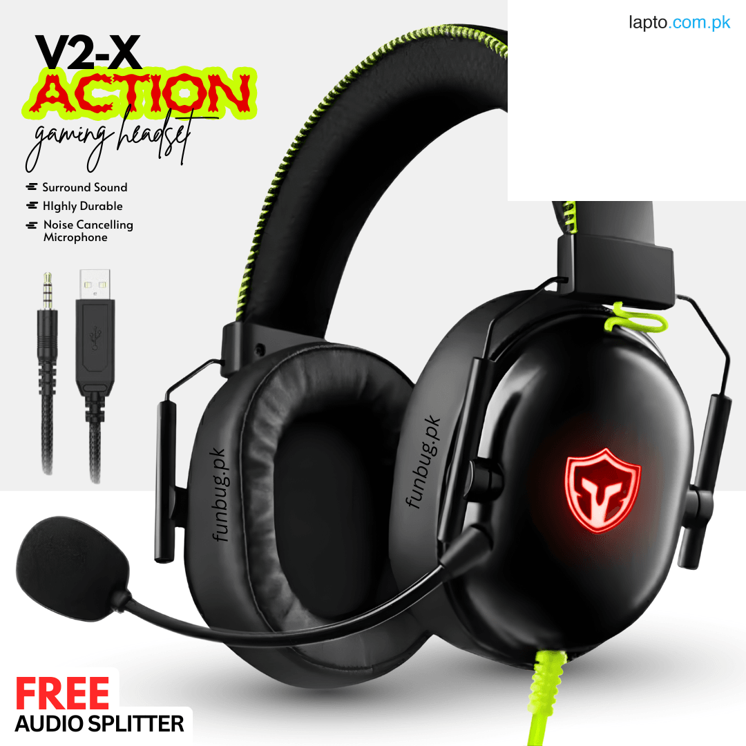 【High-Quality】 Gaming Headset with Noise-Canceling Mic - Gaming Headphones with Breathable Foam Earpads, Stereo Sound Bass & RGB Lighting - Compatible with Pubg Mobile, PC, Laptop, Computer, Xbox, PS4, PS5, Nintendo Switch - By FunBug