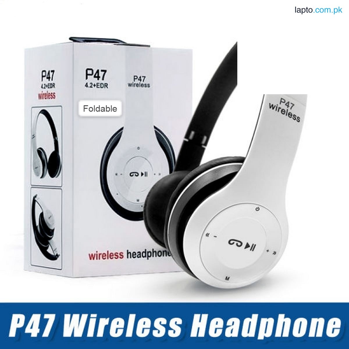Wireless Headphones, P47 Bluetooth Foldable Headset with Microphone Support FM Radio TF for PC TV Smart Phones & Tablets Etc