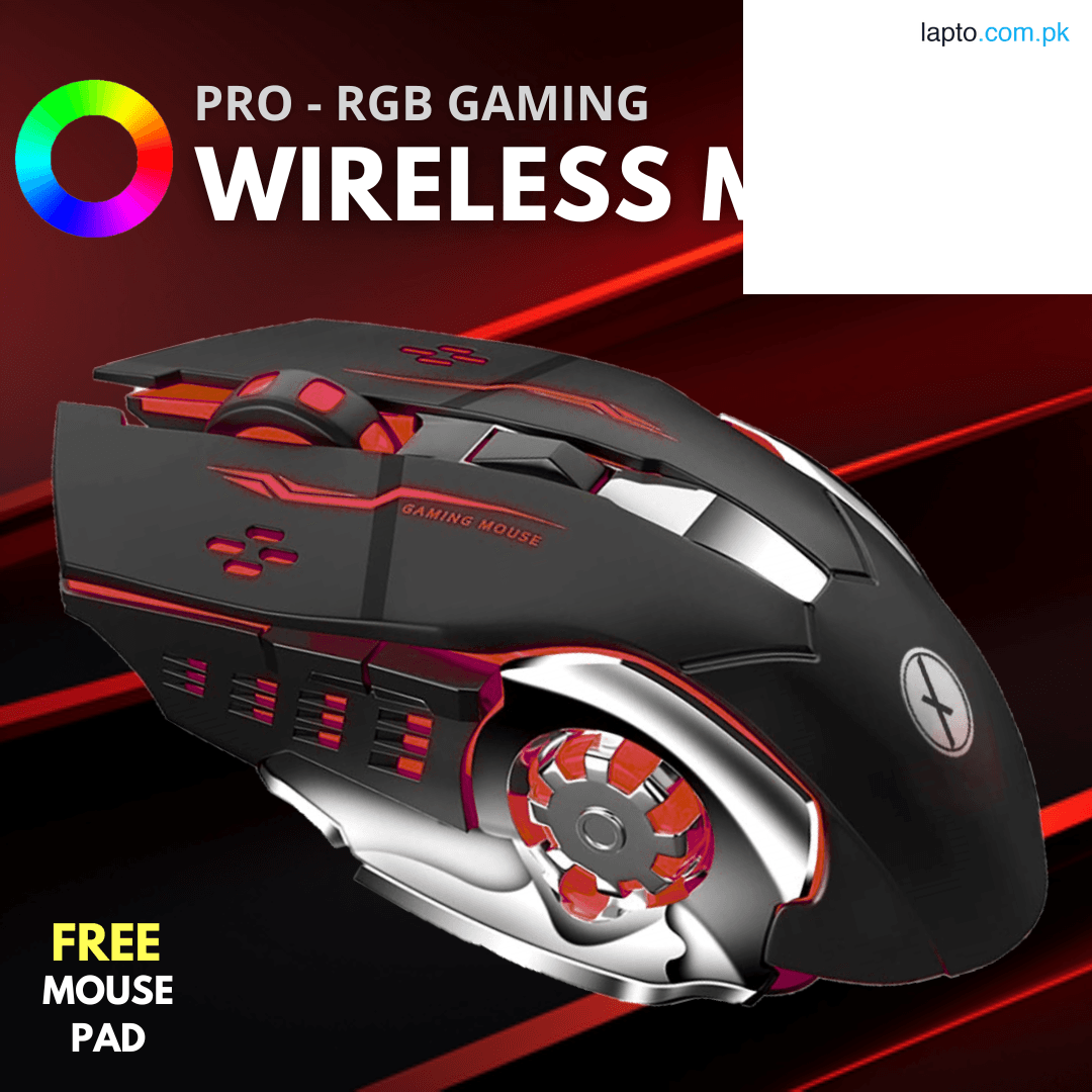 T2 - Original Rechargeable RGB Wireless Gaming Mouse With 3200 dpi Mechanical 6 Programmable Buttons - USB Dongle Optical LED Bluetooth Wireless Mouse - 2.4GHz 7M RGB LED Light With Mouse Pad for Smart TV, PC, Laptop, Computer, Gaming, Pubg Mobile