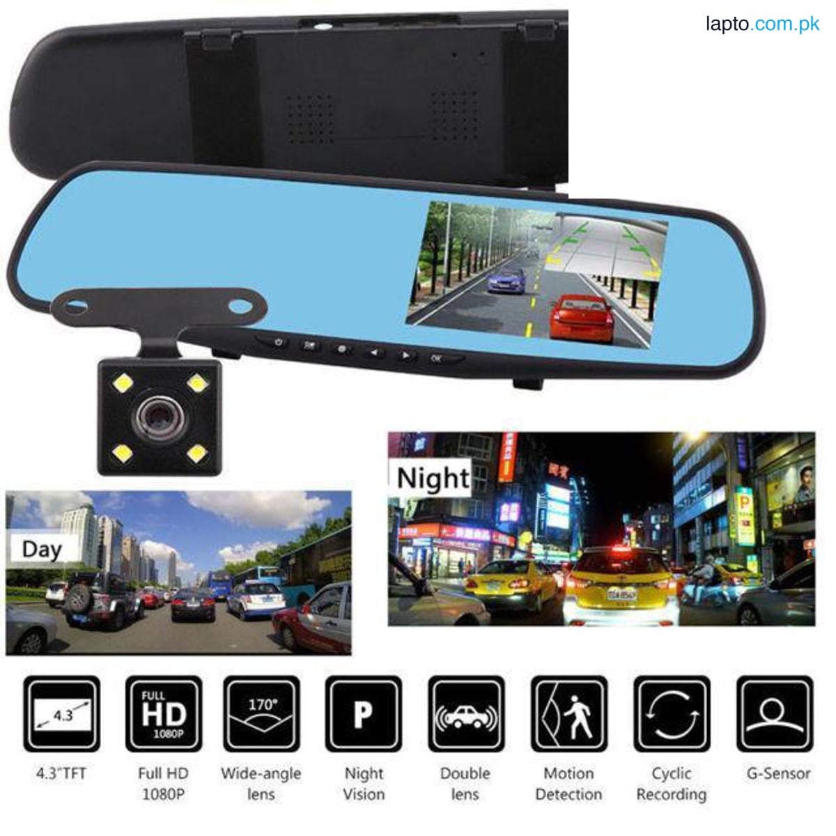 Good Quality Car DVR Mirror DUAL Camera Front/Back 1080p - Best Quality Product