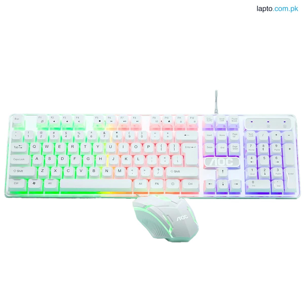 AOC KM100 Cool Backlit Keyboard and Mouse Combo Ergonomic Waterproof Keyboard Color Backlight for Computer PC Laptop Extra 2% Off