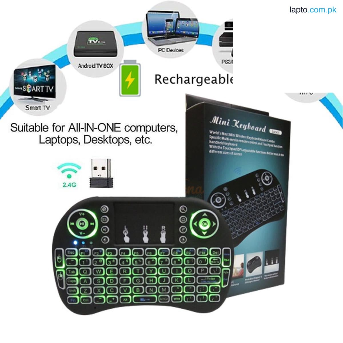 Mini Touch Pad Rf 500 Wireless With 3 Colour Backlight Keyboard/Mouse