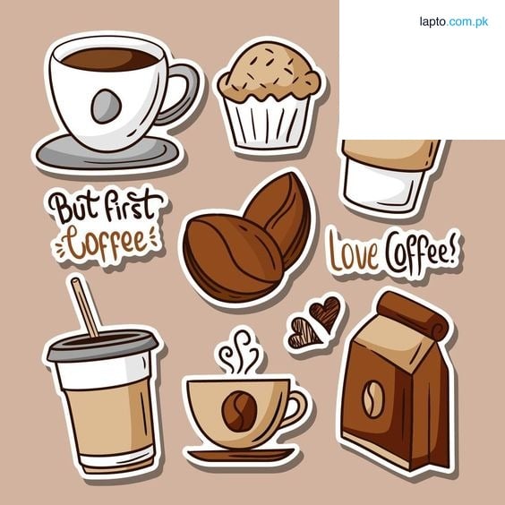 Aesthetic Coffee Stickers Pack of 9 Cute Doodle Stickers for Laptop Mobile Journal Funny Coffee Lover Gift 2inchx2Inch Decals Premium Coffee Doodle Stickers Cute & Funny Coffee Quotes Stickers for Bottle Notebook, Dairy High Quality Stickers