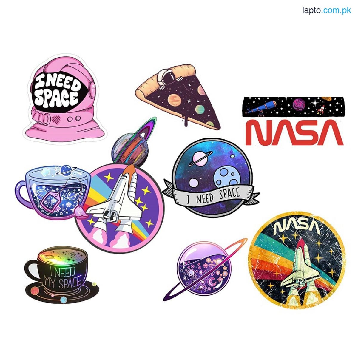 NASA Space Aesthetic Sticker Pack 10 PCS | Galaxy, Astronaut & Planet Stickers for Laptop, Mobile, Diary & Scrapbook