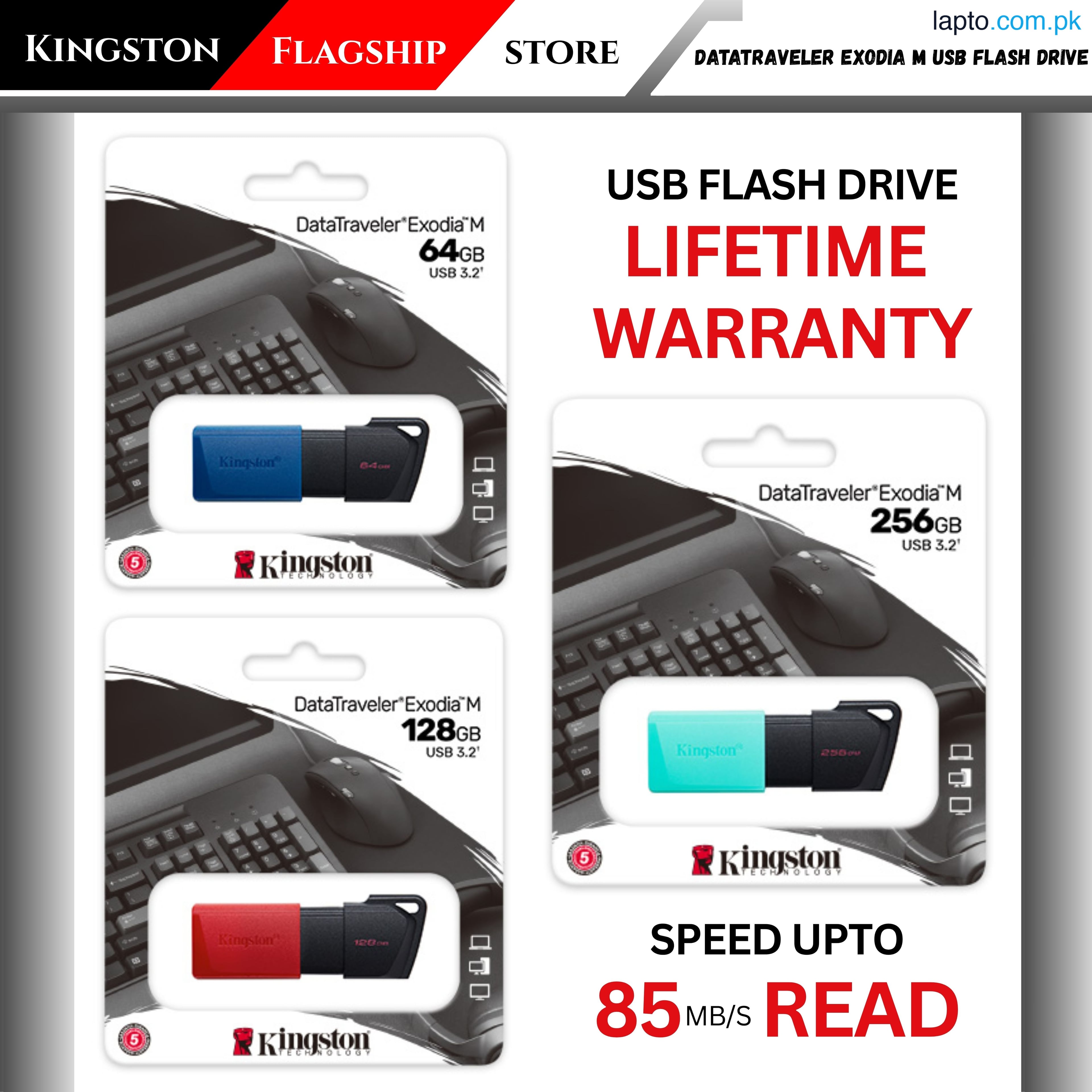 Kingston DataTraveler Exodia M USB Flash Drive 64GB/128GB/256GB - High-Speed Storage Device with Lifetime Warranty