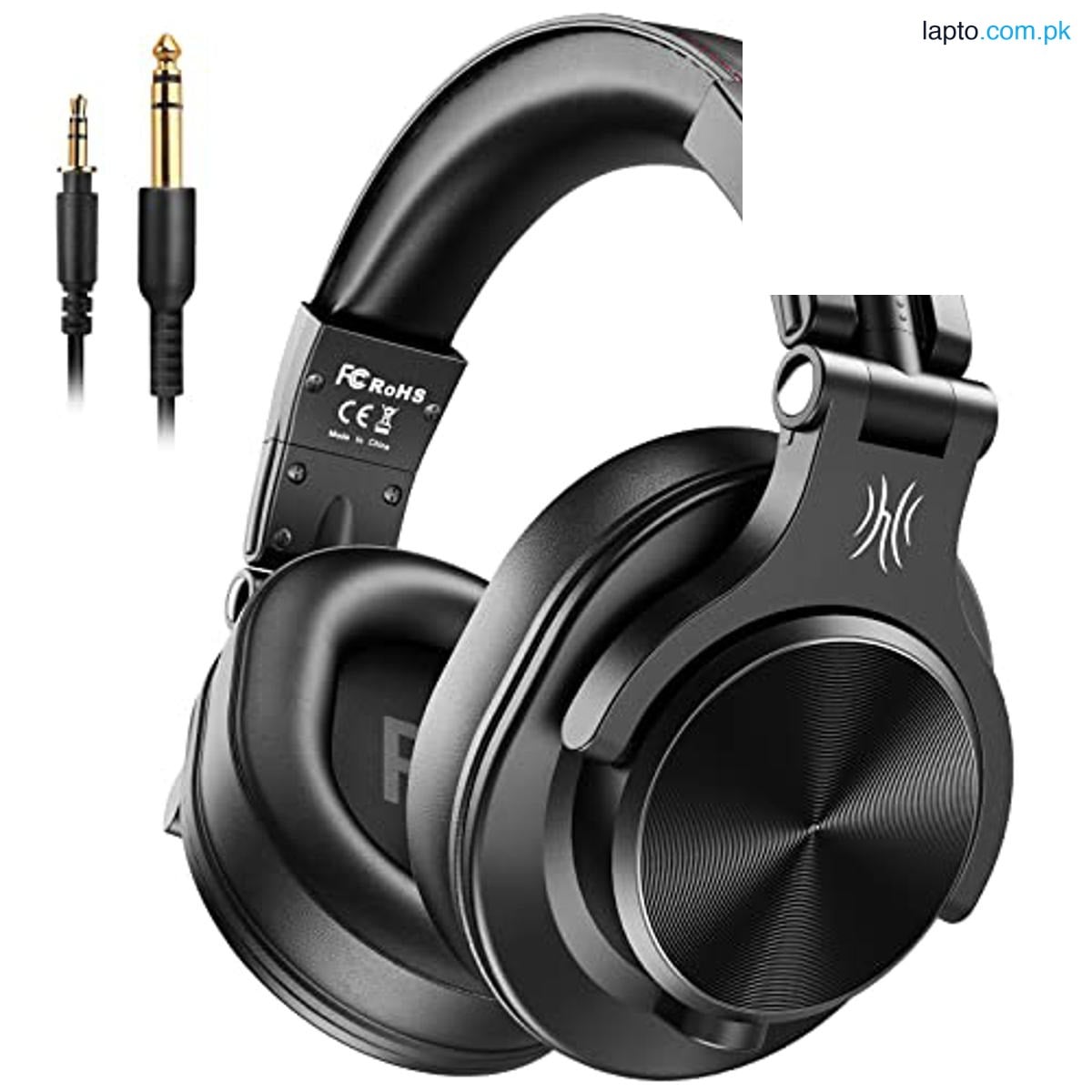 OneOdio A70 Bluetooth Over Ear Headphones with 72H Playtime, Hi-Res Audio, 3.5mm/6.35mm Wired Jack, Soft Memory Earcups for Studio, DJ, Mixing, Computer, Laptop, Tablet, Black