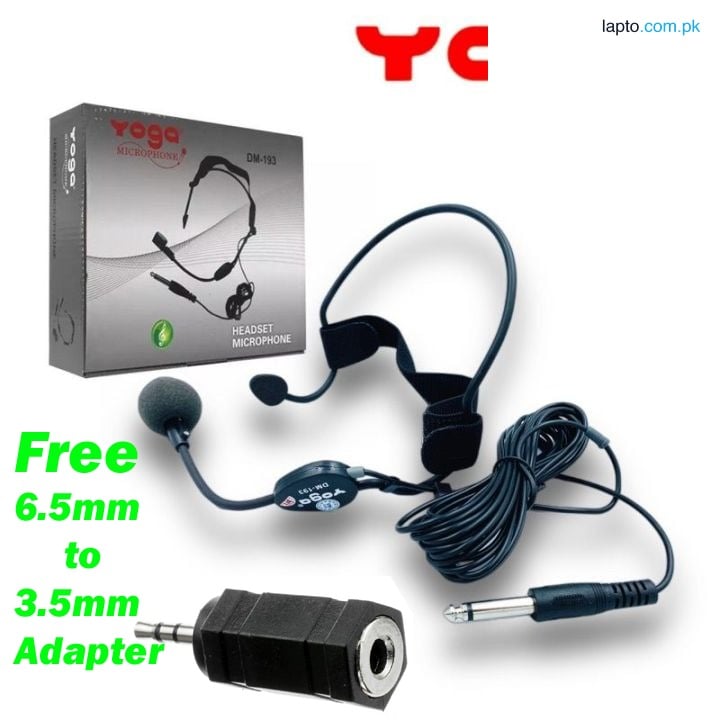 YOGA DM-193 Headset Mic Headgear Microphone 3.5mm + 6.5mm both pin options HEAD Microphone FOR Portable Speakers Laptop Computers stereo system music system 3d Gaming all in one option ideal for mehfil masjid azaan etc use ultra high quality