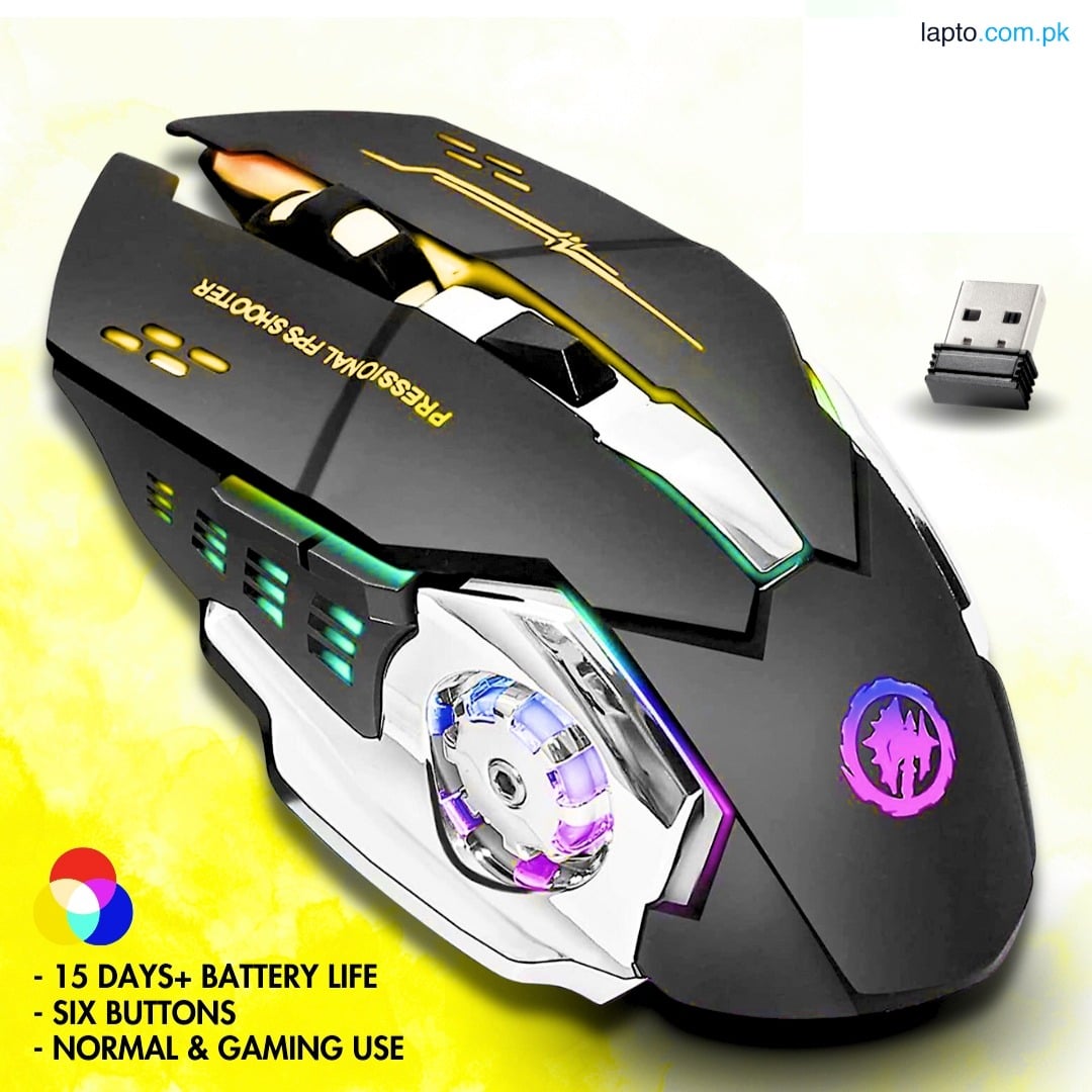 【PRO】Rechargeable RGB Wireless Gaming Mouse With 3200 dpi Mechanical 6 Programmable Buttons - USB 3.0 Optical LED Bluetooth Wireless Mouse - 2.4GHz 7M RGB LED Light With Mouse Pad for Smart TV, PC, Laptop, Computer, Gaming, Pubg Mobile - Add To Cart