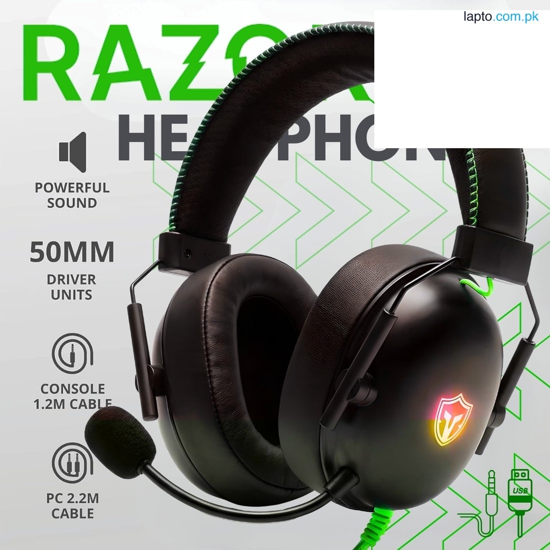 RGB Gaming Headset - Stereo Over-Ear RGB Gaming Headphones with 2 pins Noise-Cancelling Mic, Ergonomic Design for Comfort, High-Quality Sound & Enhanced Bass, Compatible with PC, PS4, PS5, Xbox One & Smartphones - Lightweight, Adjustable Headband