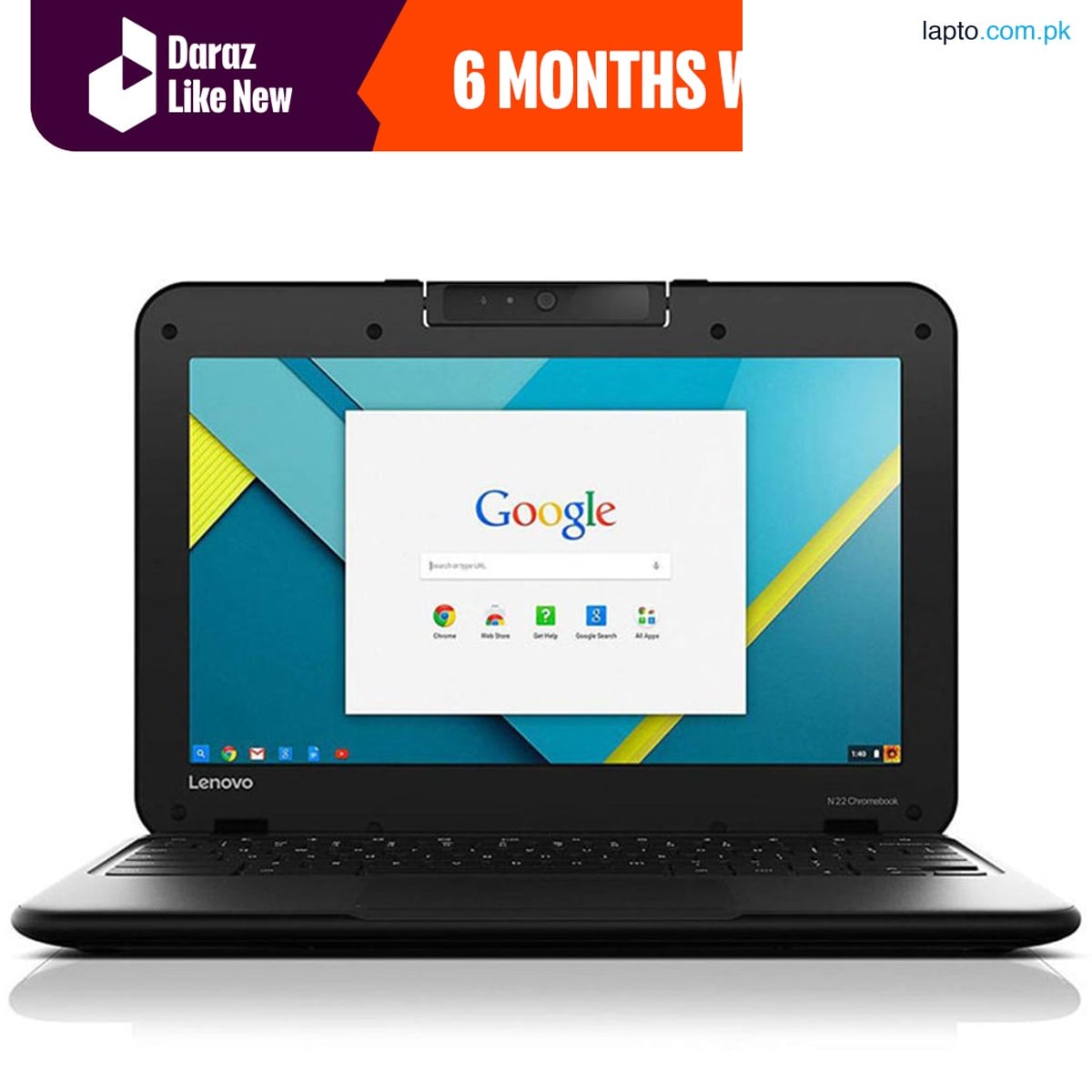 Daraz Like New Laptops - Lenovo N22 Chromebook – 11.6″ – 4 GB RAM – 16 GB ROM – With Play Store - PUBG Supported