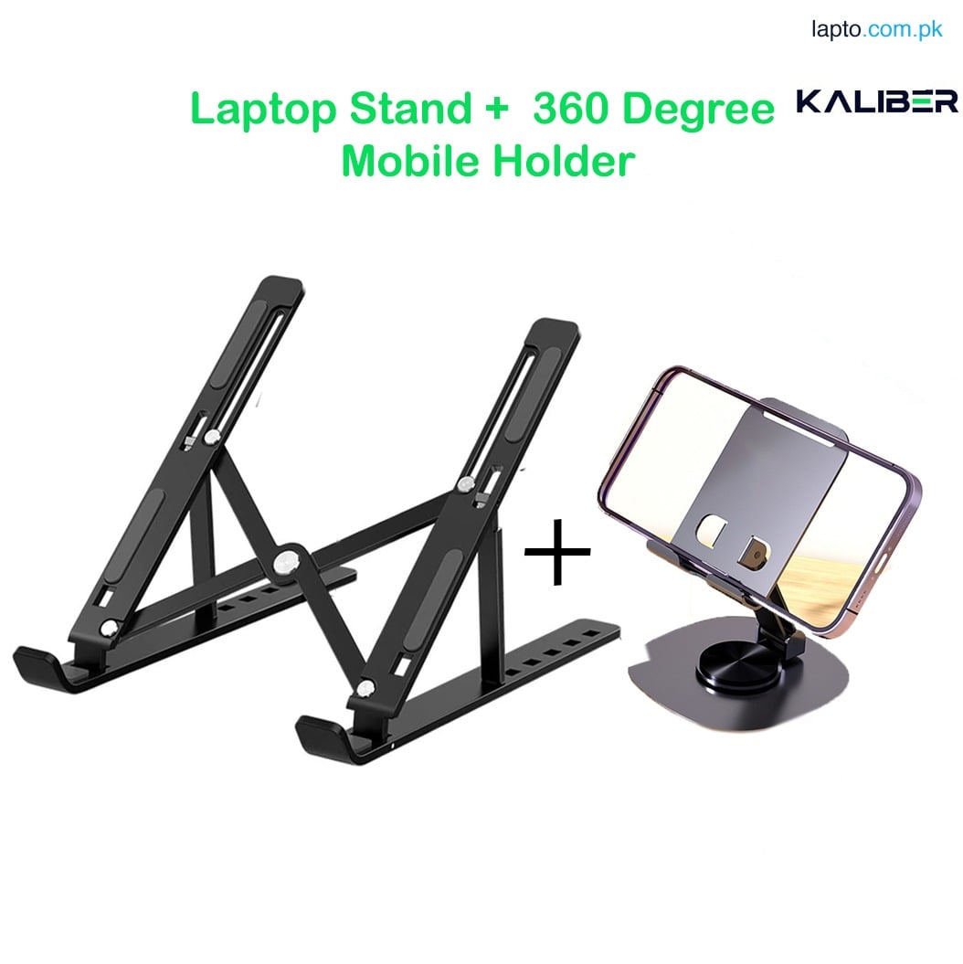 Laptop Stand Aluminum Metal Alloy / Metal Laptop Stand Adjustable Height Foldable Holder Riser For Computer Tablet Stand, 7 Angles Compatible with 15.6" Screens