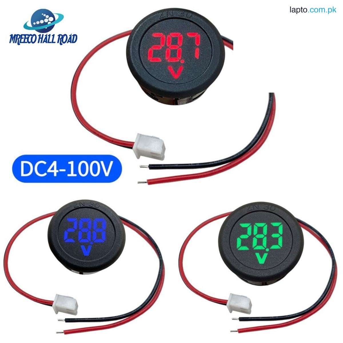 DC 4-100V LED Digital Display Round Two-wire Voltmeter DC Digital Car Voltage Current Meter Volt Detector Tester Monitor