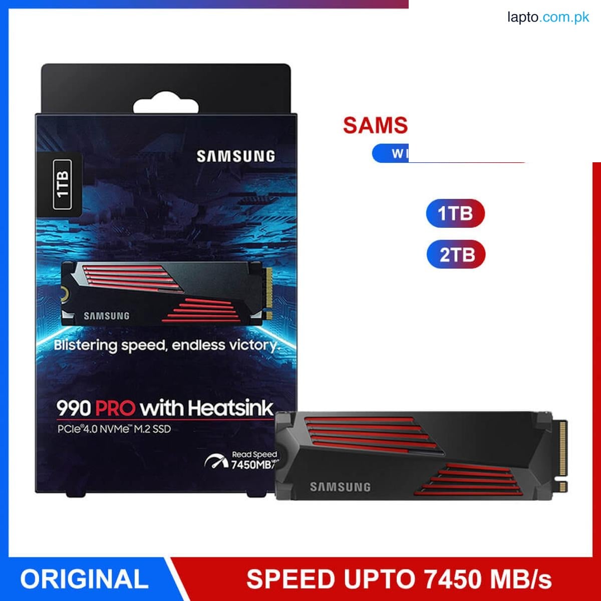 SAMSUNG 990 PRO SSD 1TB 2TB 4TB with Heatsink M.2 2280 PCI-Express Gen 4.0 x4, upto 7450MBs for PS5, Gaming PC, Video Editing, Heavy Graphics, NVMe 2.0 V7 V-NAND 3bit MLC