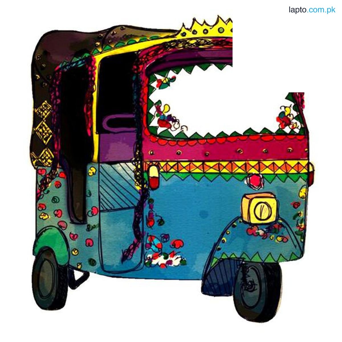 Auto Rickshaw Sticker - Aesthetic Art Stickers for mobile back, Laptop, dairy and for decorating your stuff and making them look more attractive - Retro Stickers - Rickshaw Painting Sticker
