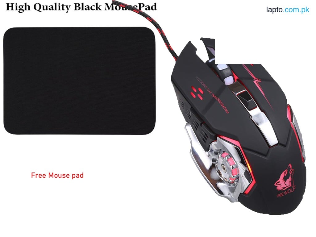 Professional RGB Wired 3200 DPI Gaming Mouse With Free Pad - 6 Programmable Buttons For Computer & Laptop