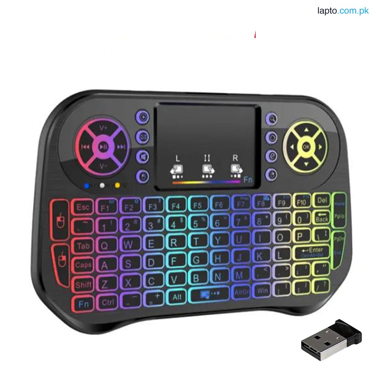 ENRG RGB Mini Wireless + Bluetooth Keyboard 2.4GHz Dual Connection Support Air Touchpad Mouse Compatible With Android TV Box Smart TV PC Mobile Phone With USB Dongle