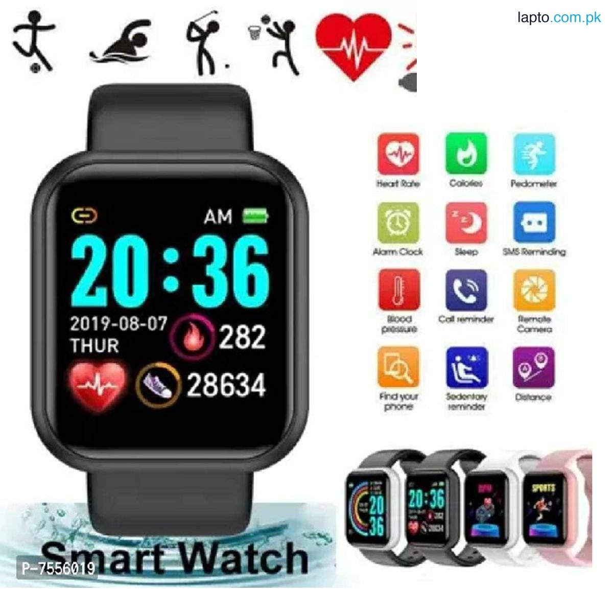 D20 Bluetooth Smart Watch Men Waterproof Sport Fitness Tracker Smart Bracelet Blood Pressure Heart Rate Monitor Y68 Smartwatch