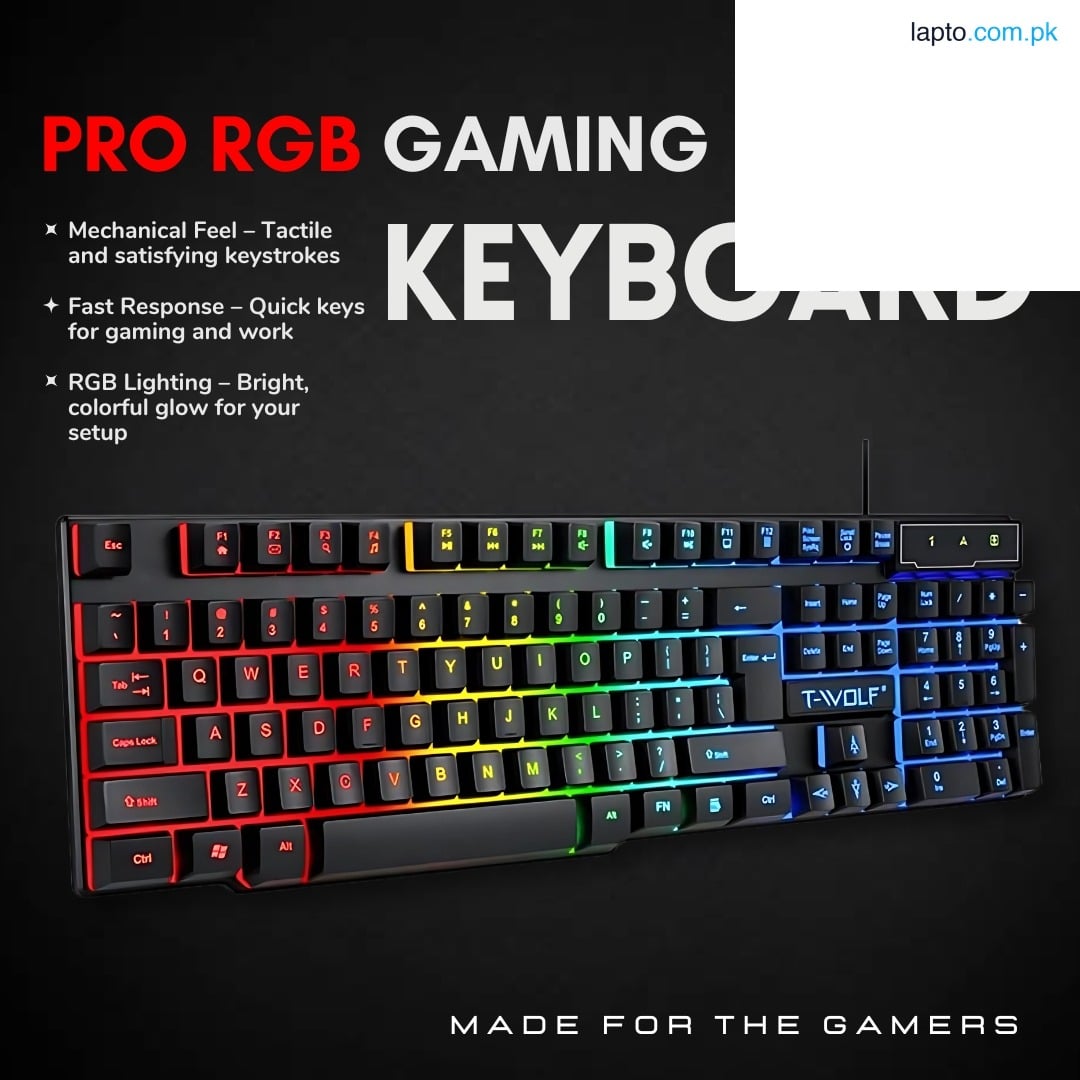 RGB Gaming Keyboard for PC & Laptop | Mechanical Feel | Anti-Ghosting & Spill-Resistant | Ergonomic Design | Fast Response USB Wired Keyboard | Quiet Keys | LED Backlit | Windows & Mac Compatible | Plug & Play Gaming Keyboard