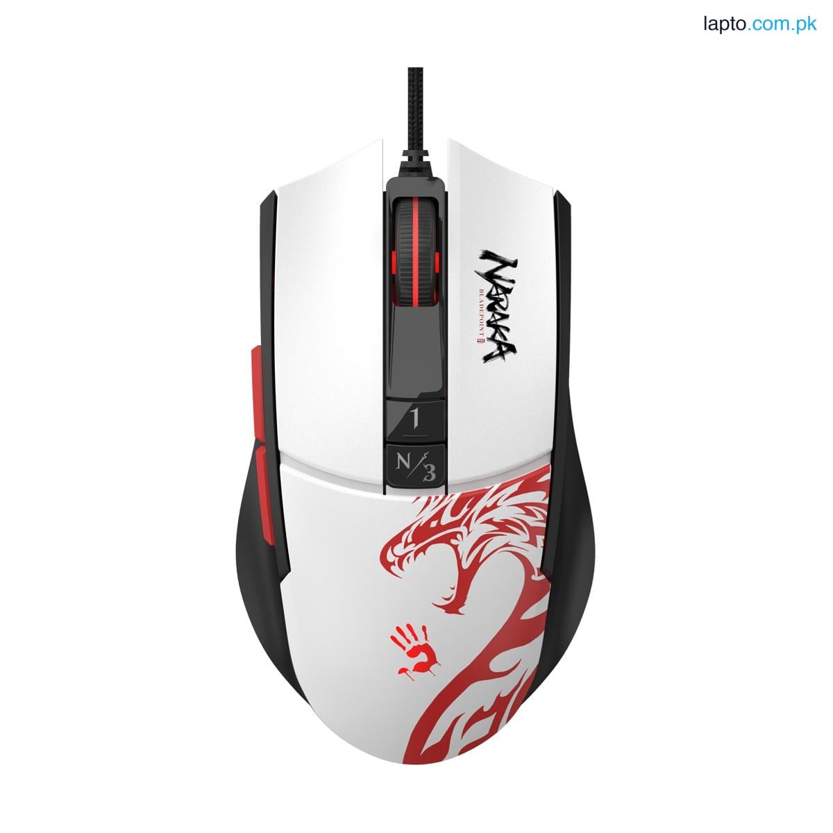 Bloody L65 Max Naraka Bladepoint RGB Gaming Mouse - Official Game Branding - 12000 CPI - Translucent Honeycomb Design - RGB Animations