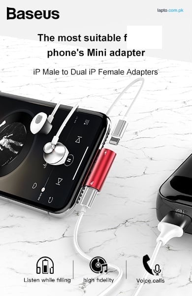 BASEUS L46 iPhone 8 Pin LIGHTNING Male To Dual iPhone8 Pin Lightning Female Adapter Aluminum Alloy Clear Voice Calling Mini Quick Charger for IOS System Devices