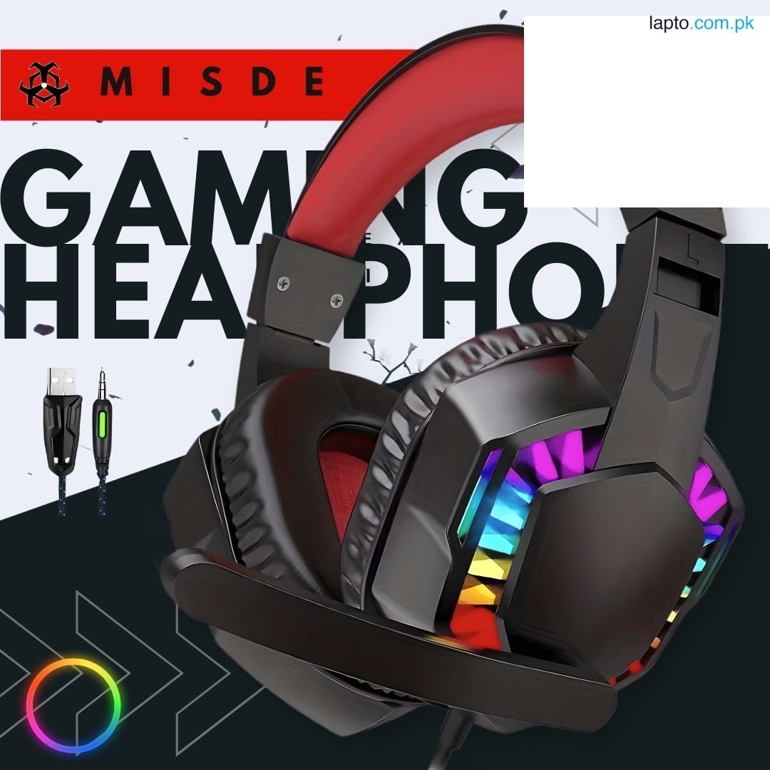Gaming RGB Headphones with 3D Surround Stereo Sound, Noise-Cancelling Microphone, Ergonomic Over-Ear Design, USB LED, and 3.5mm Audio Jack for PC, PS4, Xbox One