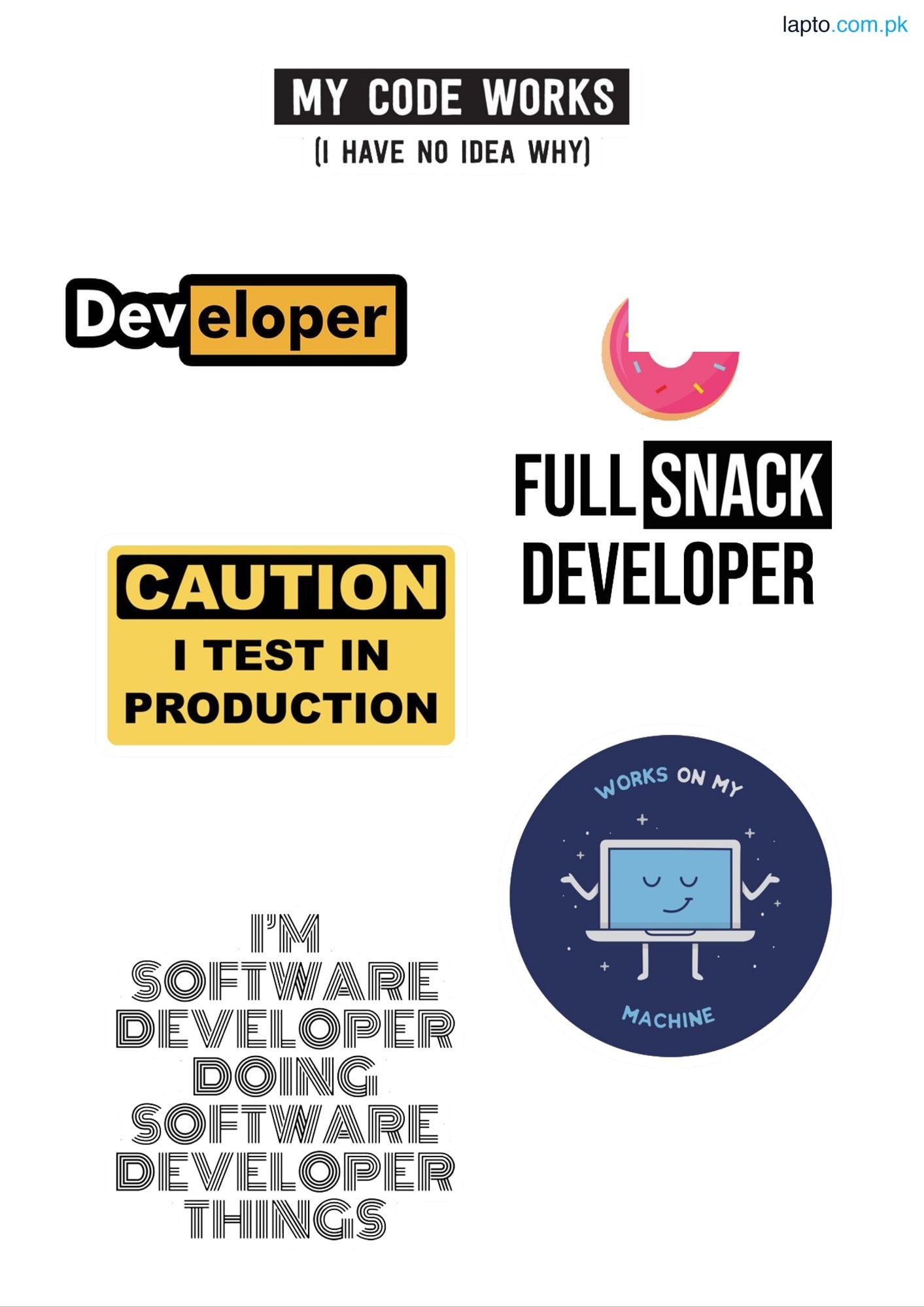 Pack of 6 Developer related Stickers - 3 inch x 2 inch - Sticker for Laptop - Sticker for Mobile