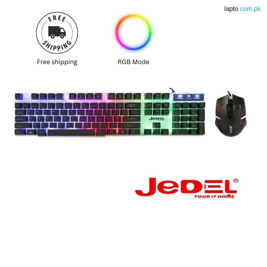 Cool Backlit Keyboard and Mouse Combo Kit Ergonomic Keyboard Color Backlight for Computer PC Laptop Wired 104 Keys Keyboard & Mouse Set Rainbow-Color Backlight