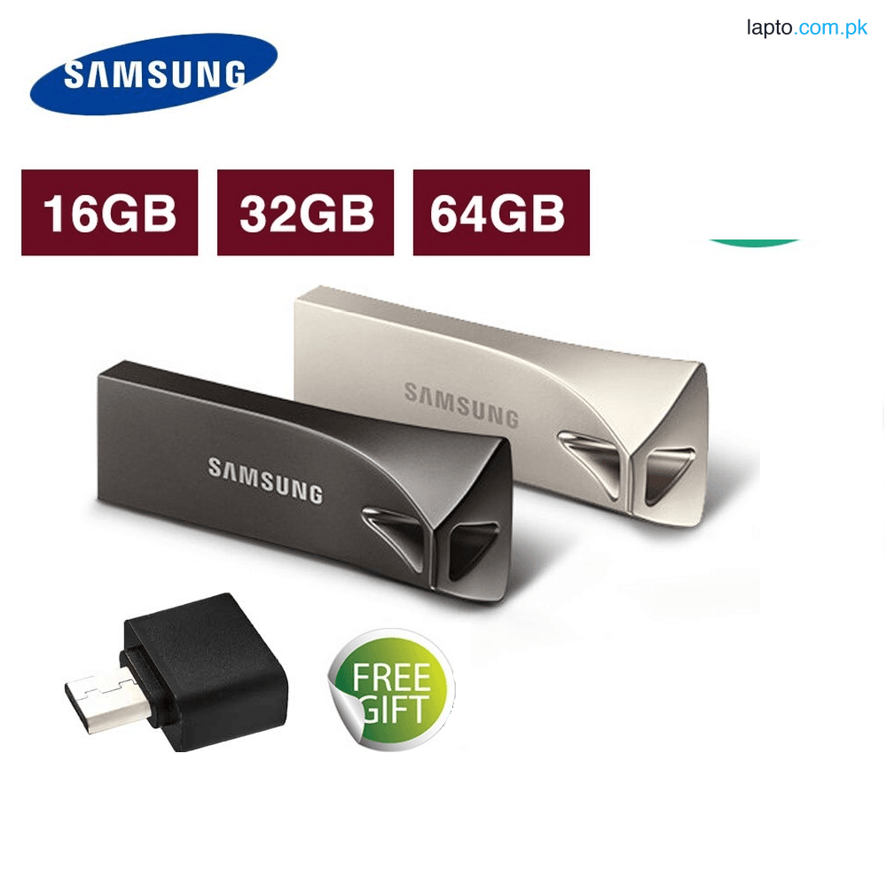 Samsung 16/32/64/128 GB BAR Plus Metal High Speed Flash Memory Stick USB Drive + FREE OTG adapter - 10 Months WARRANTY