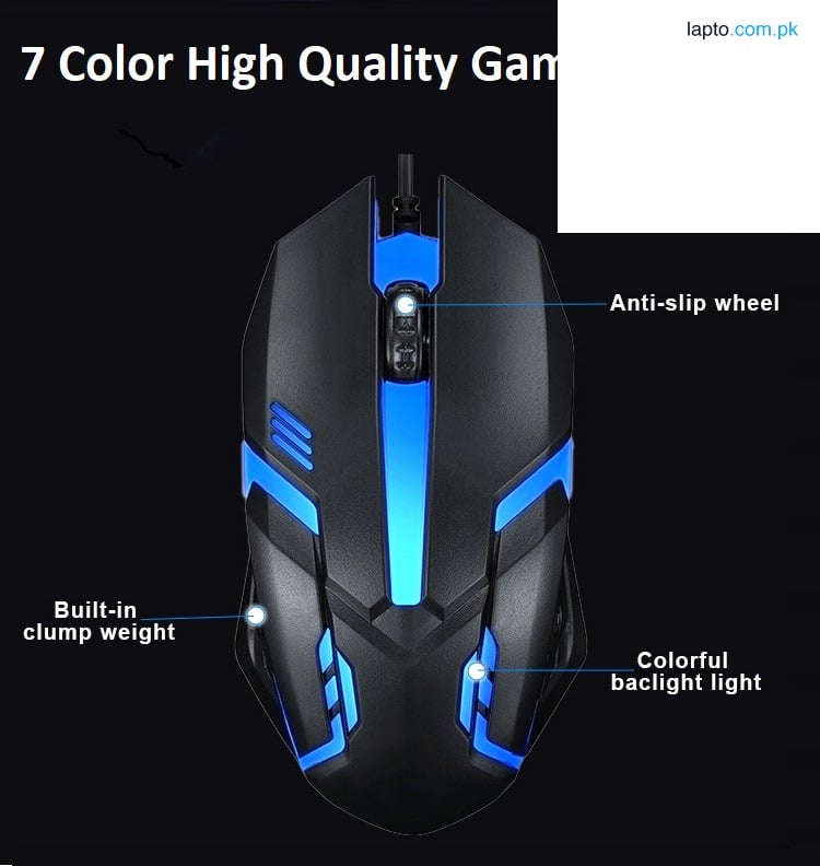 Wired Gaming 7 Light RGB Optical Mouse 1.5 Meter Cable Length Rainbow Light 7 Color Lights USB Interface Mouse