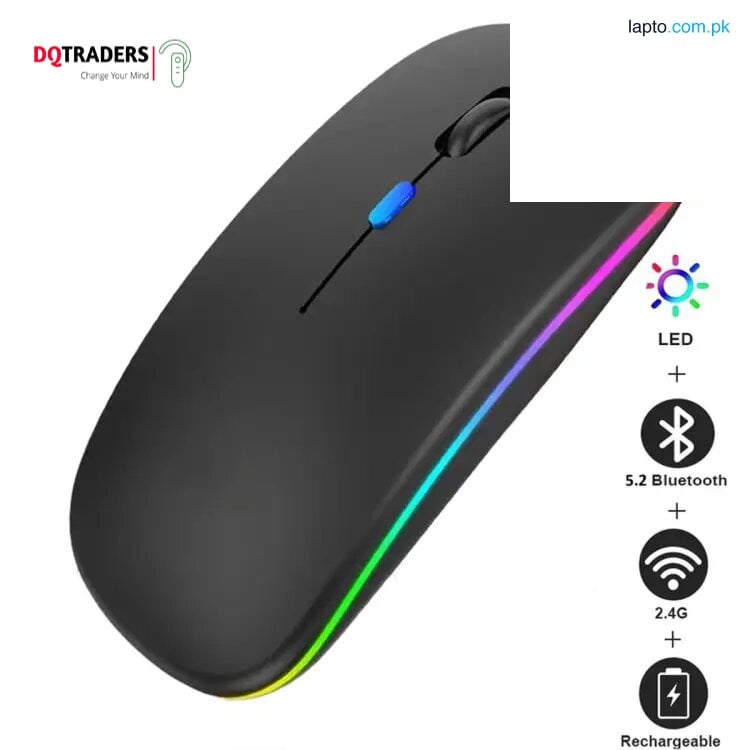 Rechargeable Mouse Dual Mode Bluetooth & USB Wireless Optical RGB Mouse With Silent Clicks