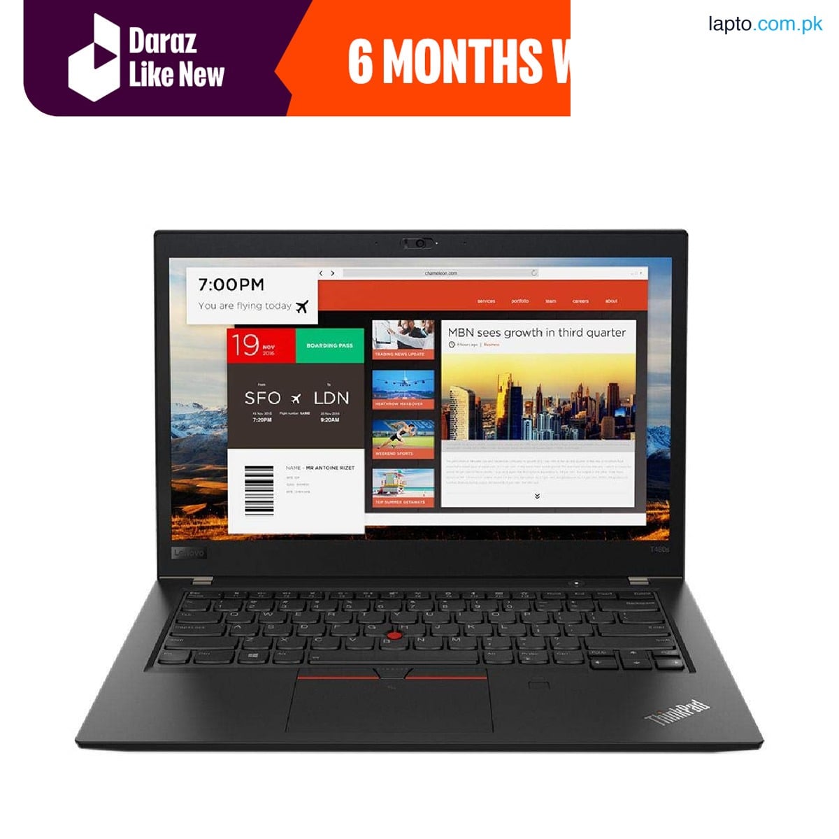 Daraz Like New Laptops - Lenovo Thinkpad T480 - Core i5 8th Generation - 16GB DDR4 - 512GB SSD - 14inch Screen - FREE LAPTOP BAG (Windows 11 Licensed)