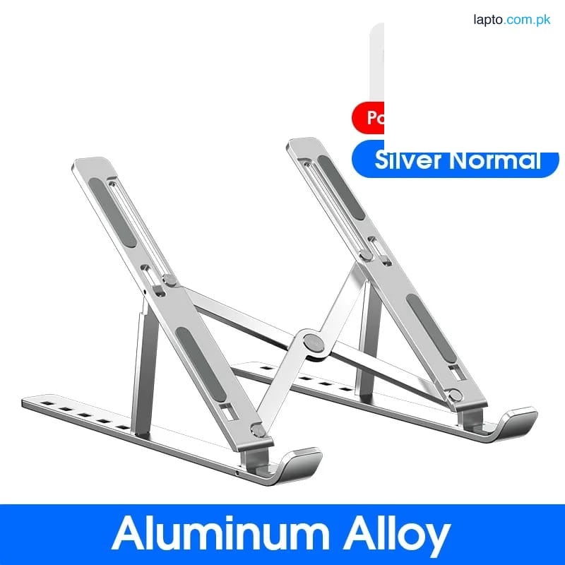New Laptop Stand Adjustable Metal Stands, Portable Folding Aluminum Lap top Riser Holder with Adjustable Height for Desk, Foldable Ventilated Cooling With Anti Slip Rubber Grips Silver Laptop Accessories Compatible for Laptops, Macbook, Tablet, Notebook