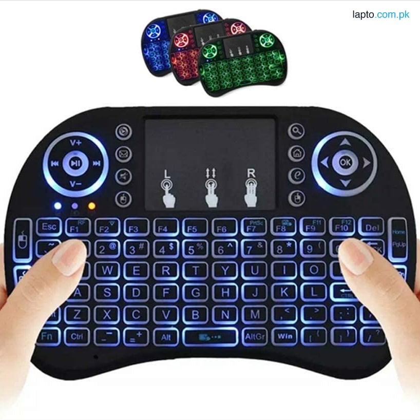Wireless Touchpad Keyboard with Backlit Keys for Android TV Box, 2.4GHz 1GHz UK Plug - Elegant Black