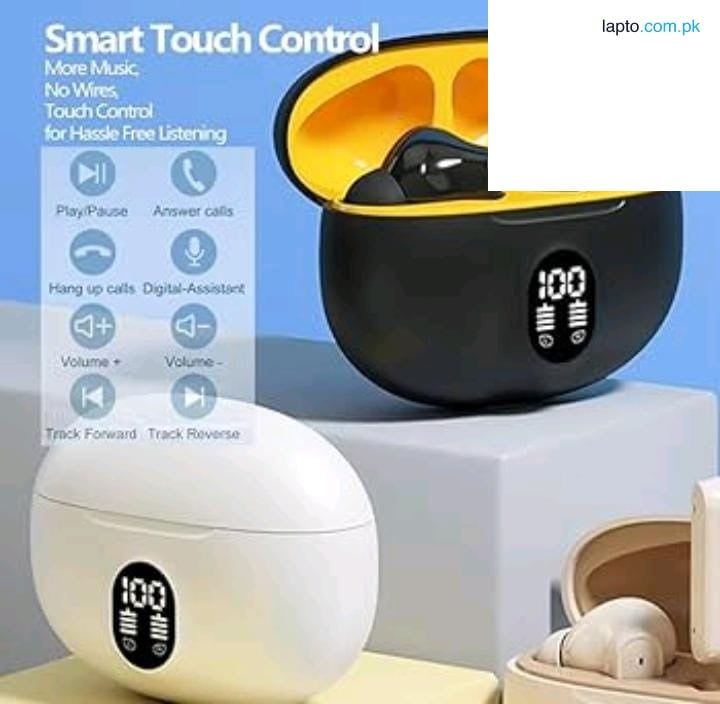 TWS Wireless Earbuds with LED Display – ENC Noise Cancellation, HiFi Stereo, Bluetooth 5.3 – Available in Black & White