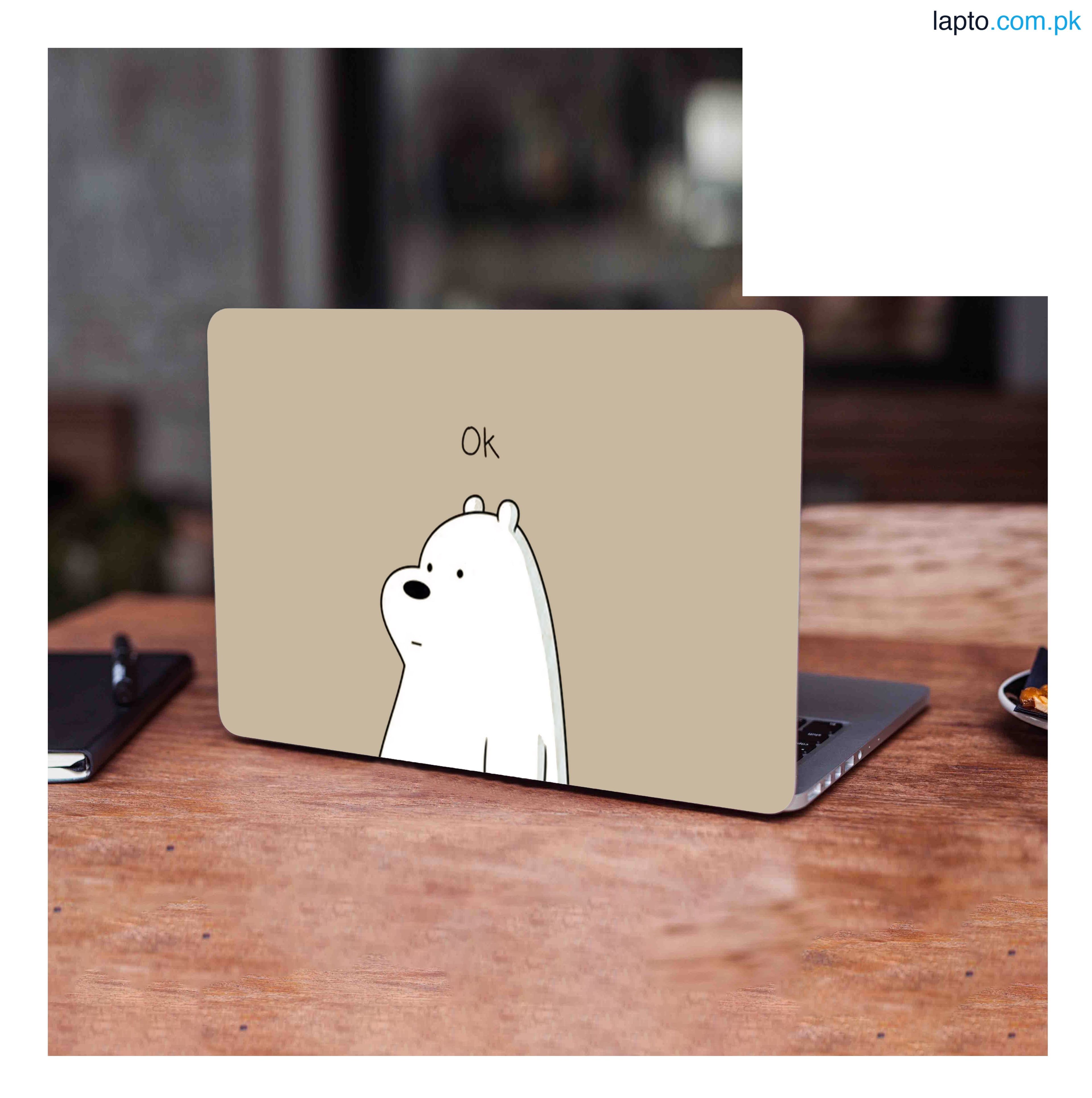 Ice Bear Ok Laptop Skin Vinyl Sticker Decal, 12 13 13.3 14 15 15.4 15.6 inch Laptop Skin Sticker Cover Art Decal Protector Fits All Laptops