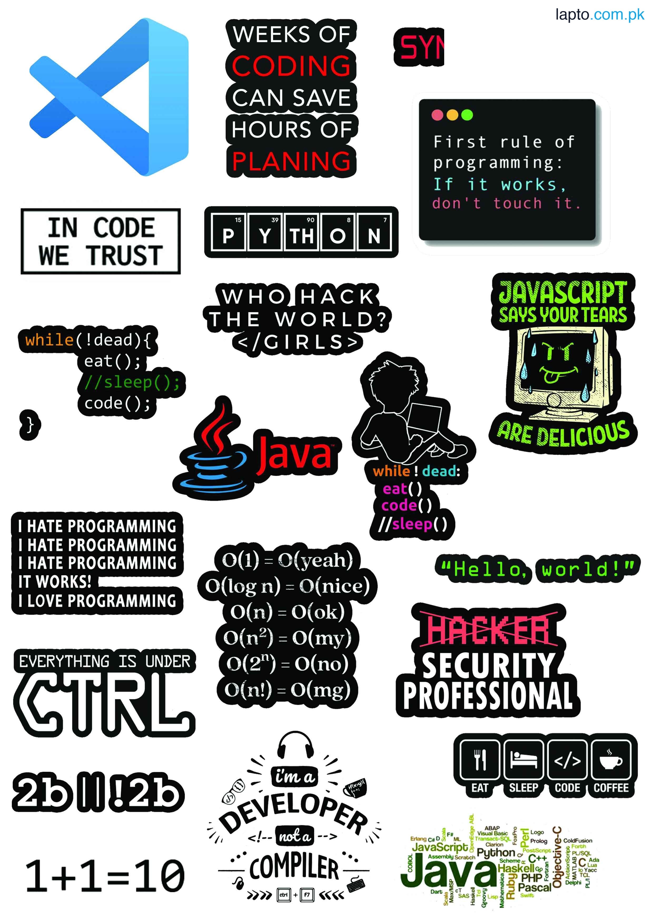Programming Sticker Sheet Best Quality Stickers For Coding Experts Aesthetic and Cool Representations For Computer Guys