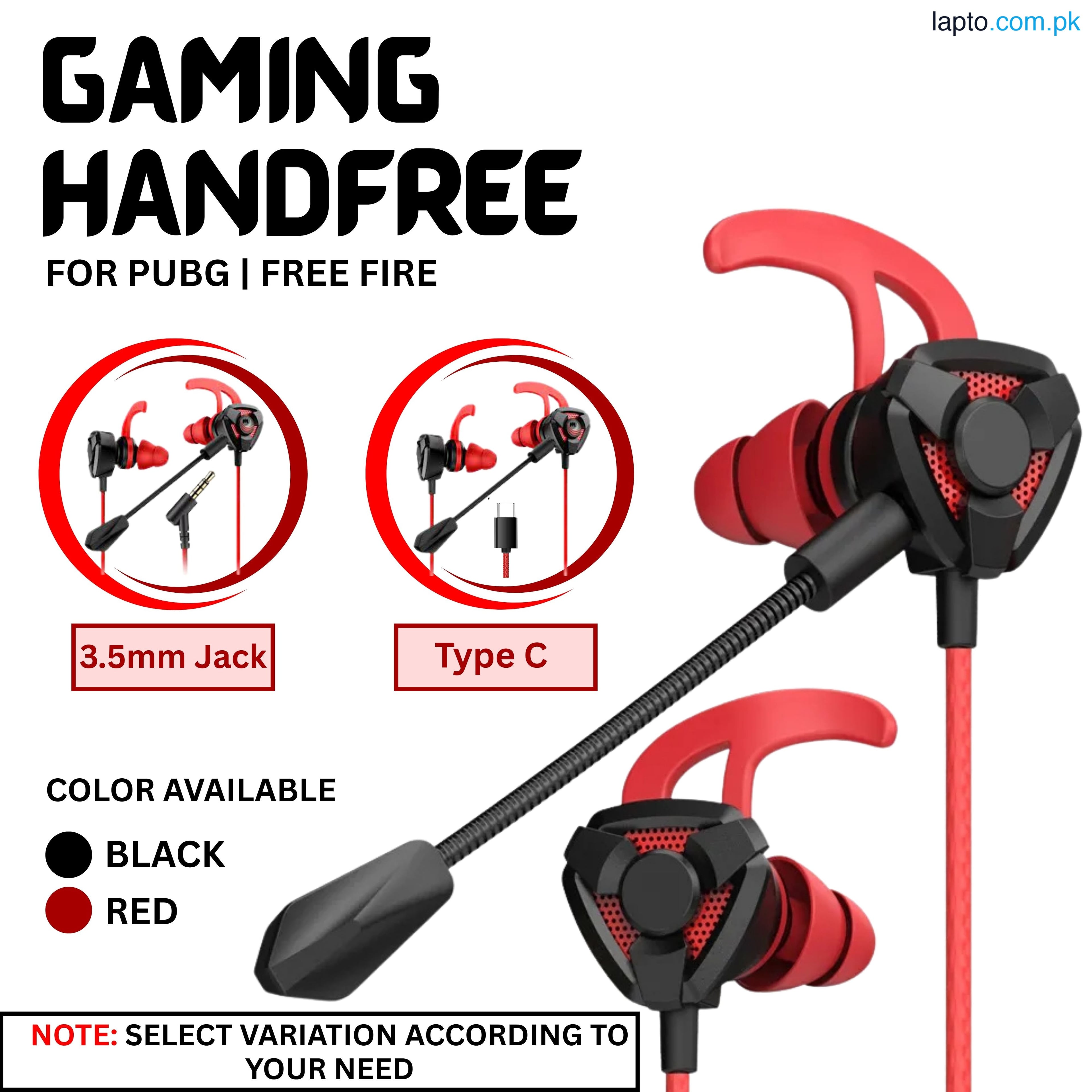 Gaming Handsfree - Wired Earphones 3D Bass Stereo Sound For Gamer- Gaming headphones with Detachable Mic - Gaming Headset - Gaming Handfree For Pubg | Cs | Cod |Fortnite - In-Ear Gaming Earphones - Noise Cancelling Earphones - Earphones For Gaming