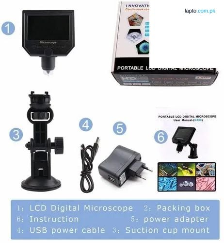 Microware Wireless Digital Microscope 3.6MP 4.3" LCD Electronic Microscopes with 1-600X, 8 LED Adjustable Light 1080P Image Sensor with Rechargeable Lithium Battery and Adjustable Stand for Cellphone PC