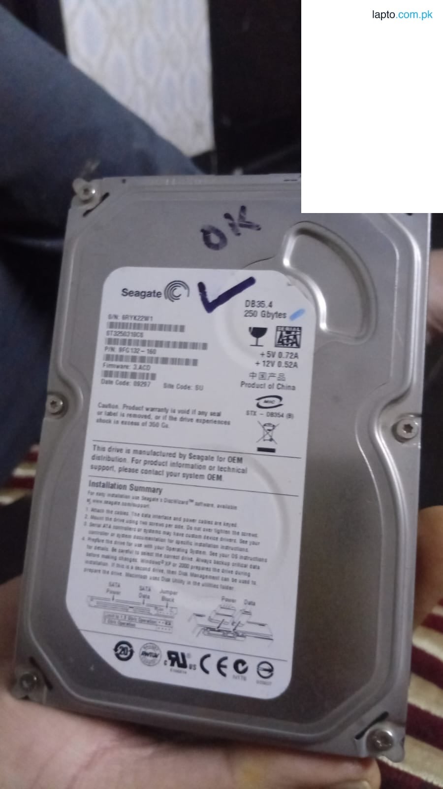 HARD DRIVE SATA 250GB DESKTOP COMPUTER