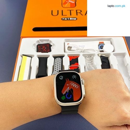 7in1 Ultra Smart watch For 7 days with Beautiful 7 Straps_Wireless Charging_2.01" Big Screen Smoth Display_Waterproof & Bluetooth Calling