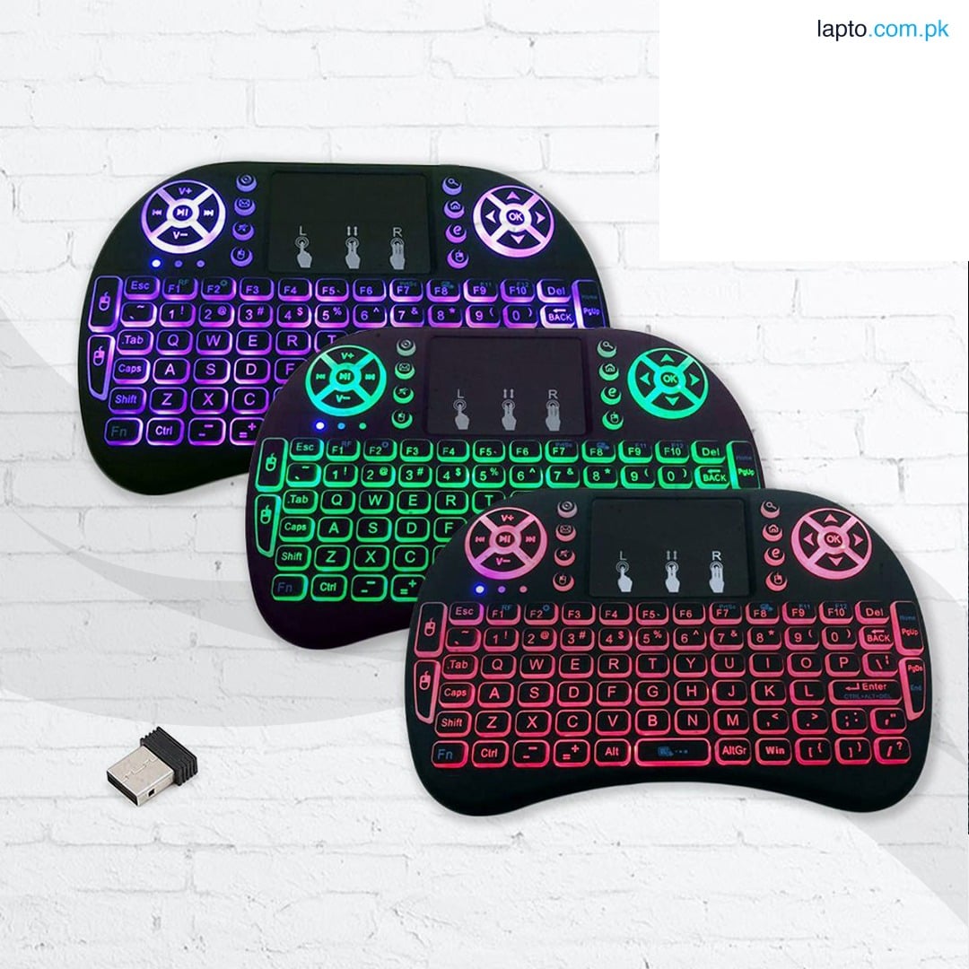 RGB Mini Wireless Keyboard 2.4GHz Air Touchpad Mouse, Compatible With Android TV Box, Smart TV, PC Black