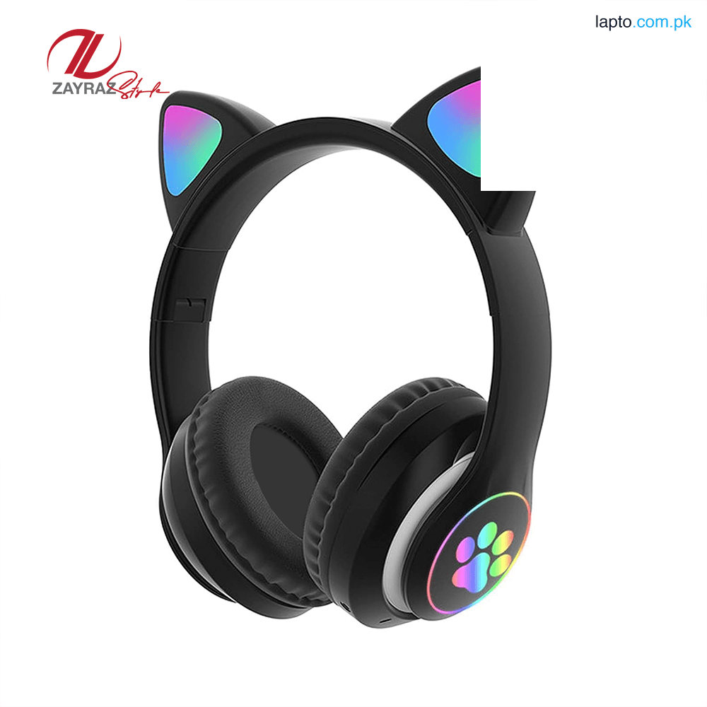 ZAYRAZ Cute Cat Ear Wireless Bluetooth Headphones with LED Lights, Noise Cancelling, Volume Control, New, Compatible with iOS/Android - One Size Fits All for Kids & Adults