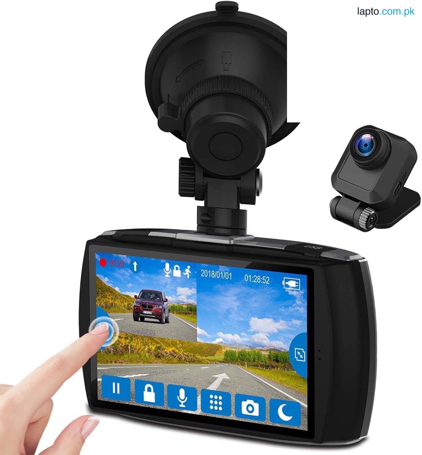 Dual Dash Cam 4.0" Touch Screen Front Dash Cam FHD 1080P with Night Mode (REAR CAM CABLE MISSING)