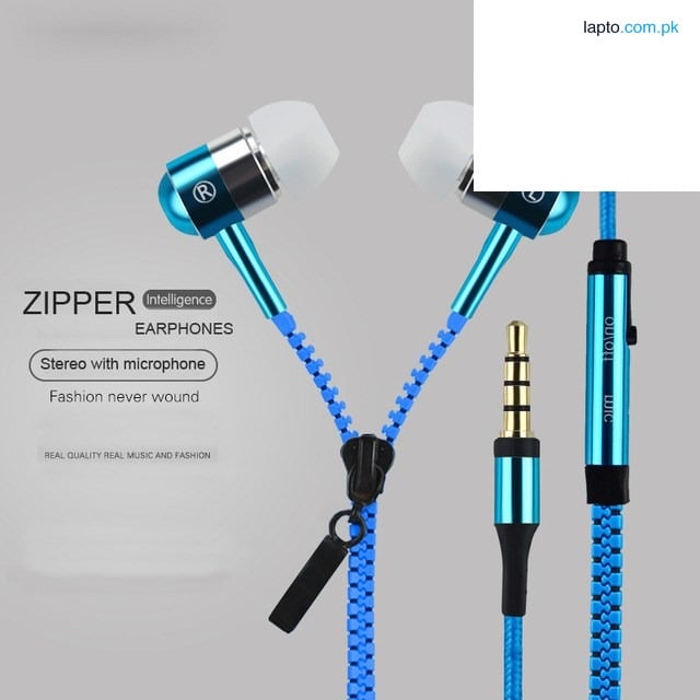Zipper Metal In-Ear Stereo Headphones with Mic and Hands-Free Function