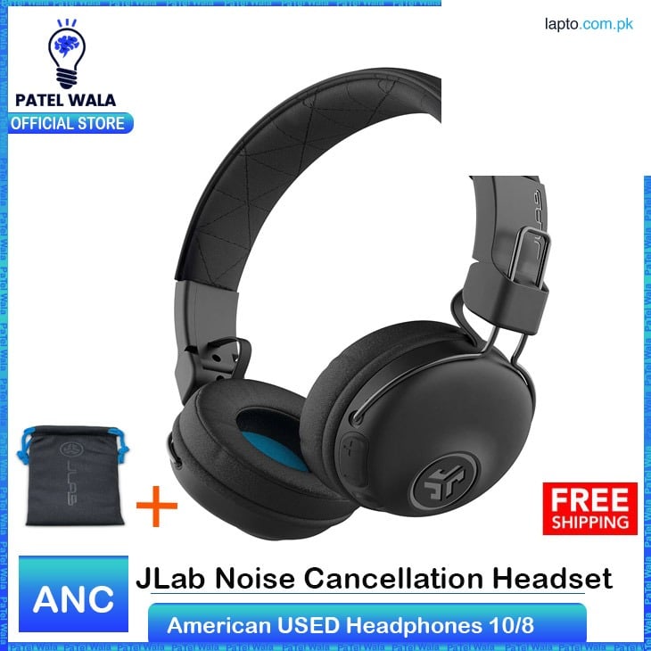 JLab Studio ANC On-Ear Wireless Headphones, Black, 34+ Hour Bluetooth 5 Playtime, 28+ Hour with Active Noise Cancellation, EQ3 Custom Sound, Ultra-Plush Faux Leather & Cloud Foam Cushions For Gamming PUBG ~ PATEL WALA