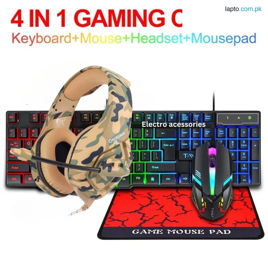 Best For Gaming - Gaming 4-in-1 Advanced Gaming Combo For Gamers Keyboard Mouse Headset Mousepad Set Mechanical Feel Game 104 Keys Keyboards 1200DPI Mice Headphone Combos for PC Gamer Electro Accessories